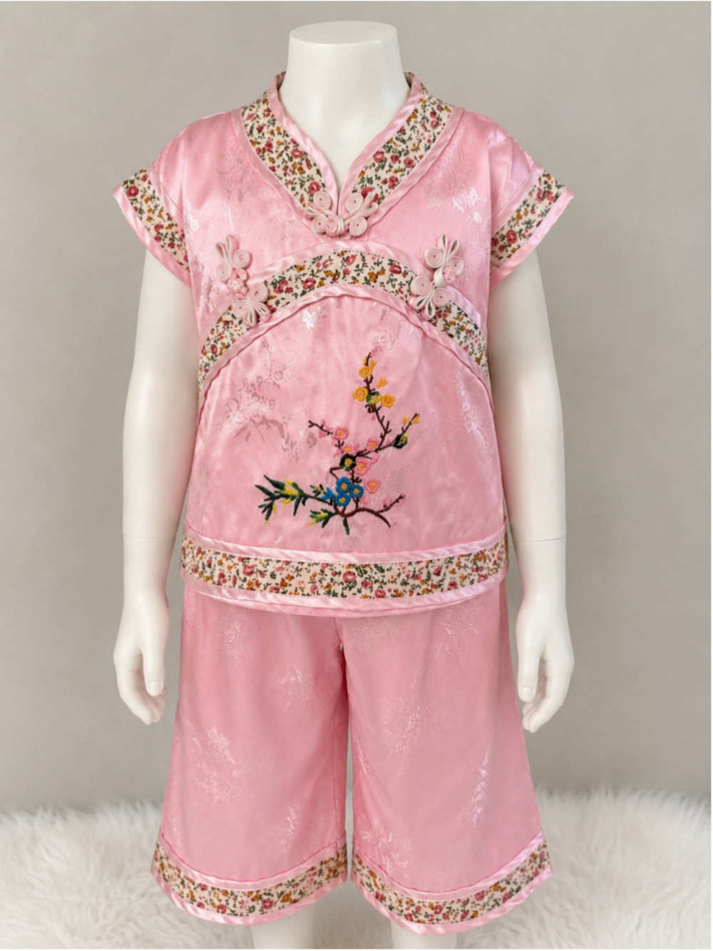 Authentic Chinese Tang Suit Toddler Size 2 | 幼伴 Yòu Bàn Pink Satin Embroidered